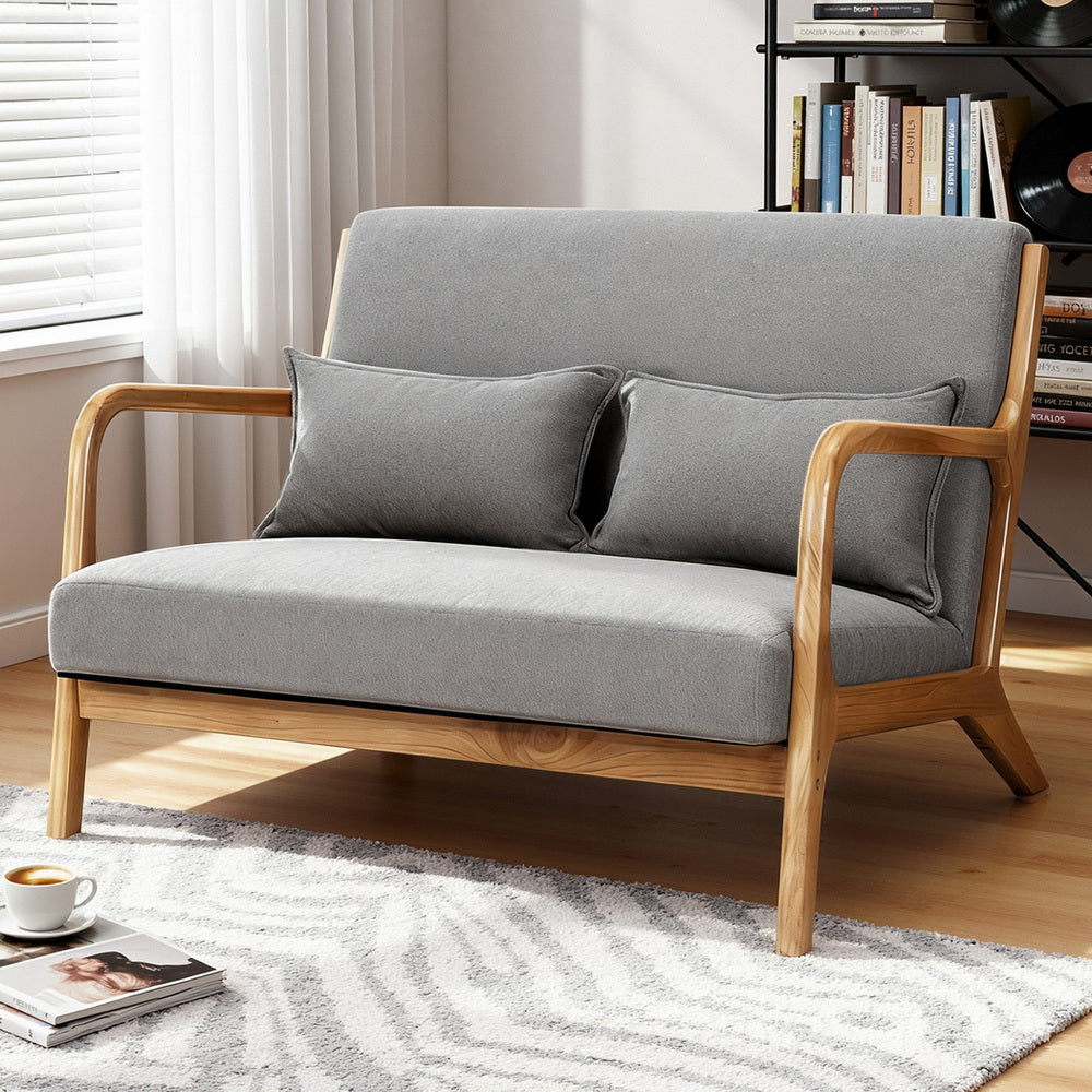 Artiss Armchair 2-seater Loveseat Fabric Grey - Homecoze
