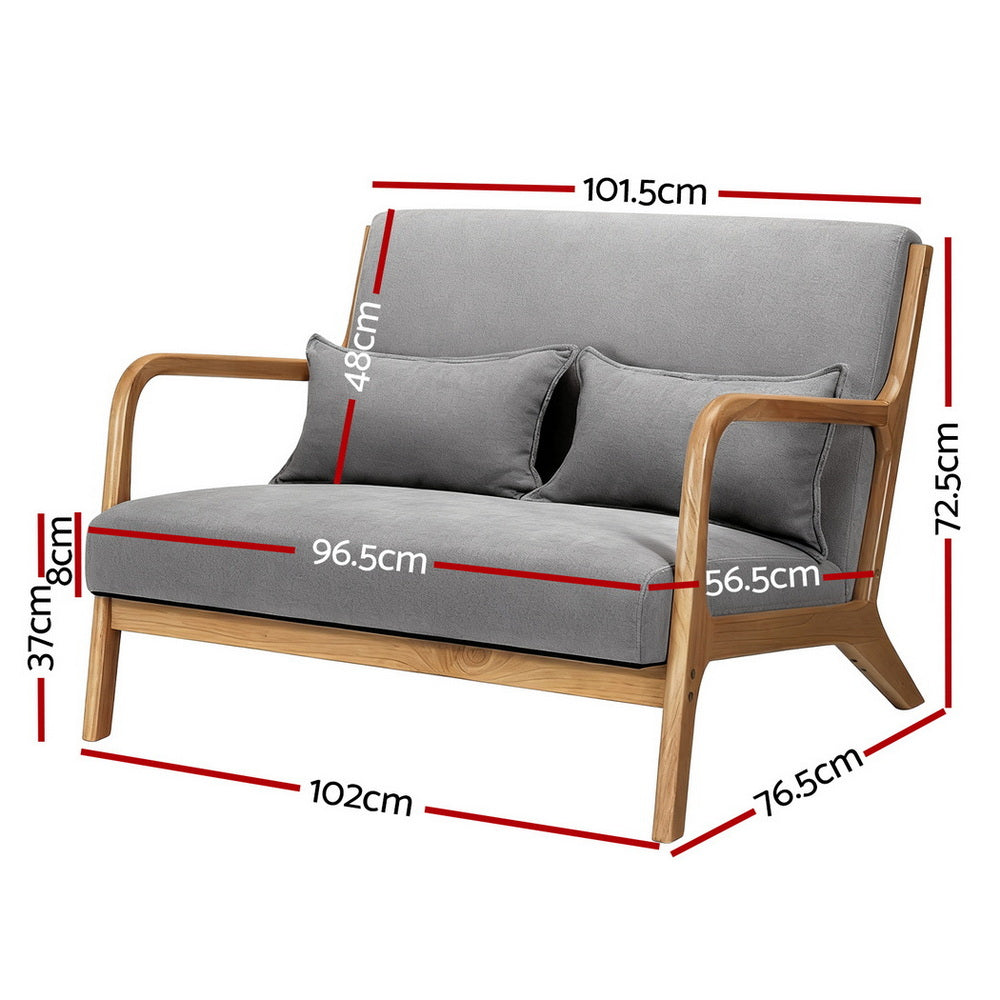 Artiss Armchair 2-seater Loveseat Fabric Grey - Homecoze