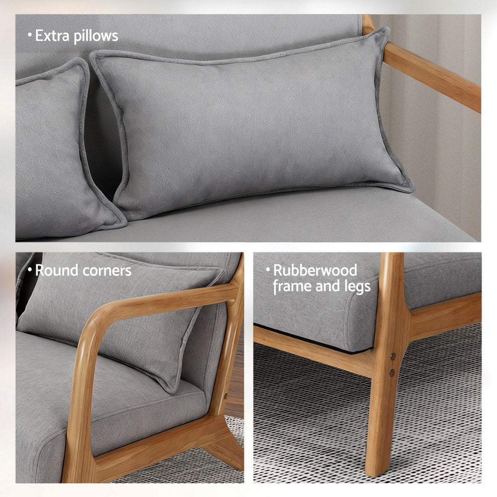 Artiss Armchair 2-seater Loveseat Fabric Grey - Homecoze