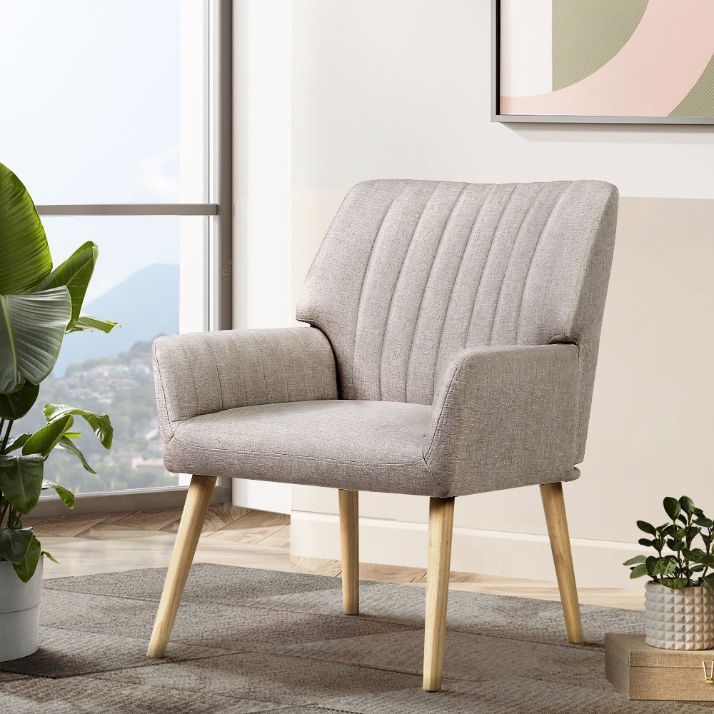 Modern Faux Fabric Accent Lounge Armchair - Beige - Homecoze