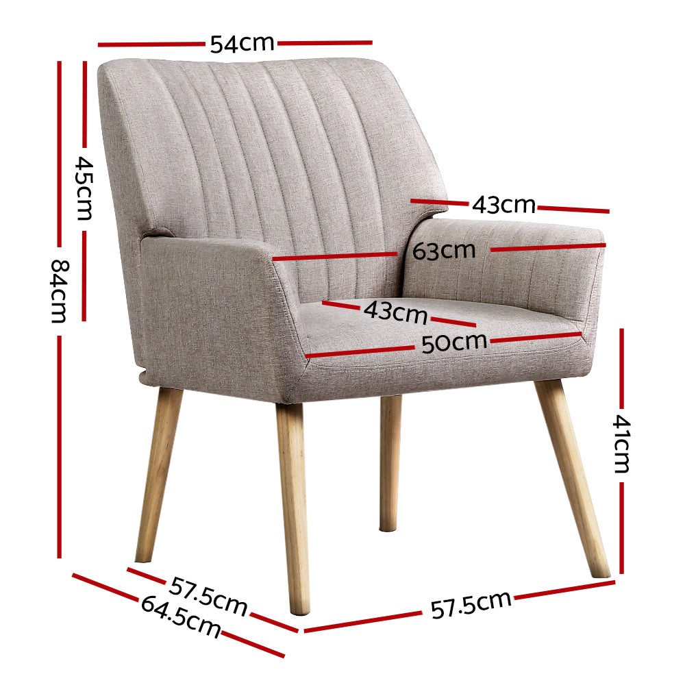 Modern Faux Fabric Accent Lounge Armchair - Beige - Homecoze