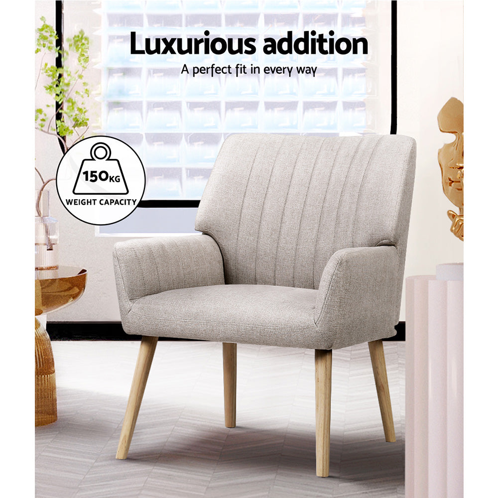 Modern Faux Fabric Accent Lounge Armchair - Beige - Homecoze