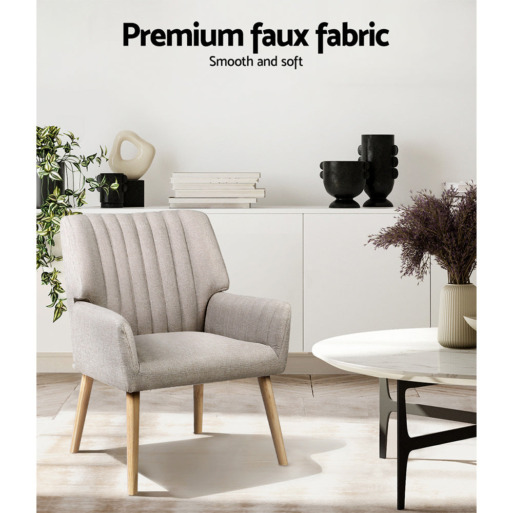 Modern Faux Fabric Accent Lounge Armchair - Beige - Homecoze