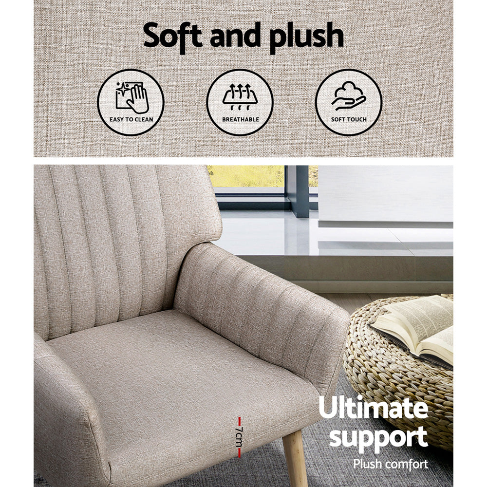 Modern Faux Fabric Accent Lounge Armchair - Beige - Homecoze