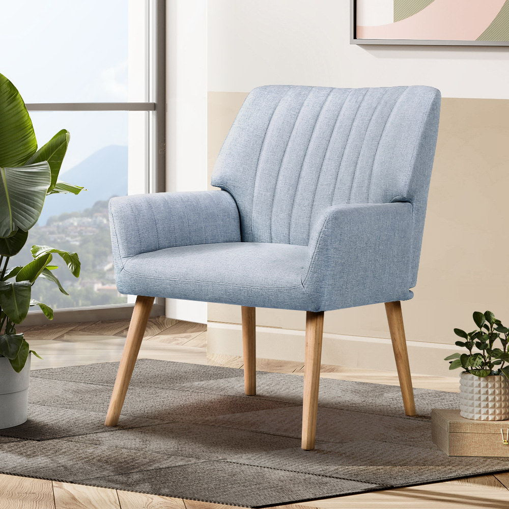 Modern Faux Fabric Accent Lounge Armchair - Blue-Grey - Homecoze