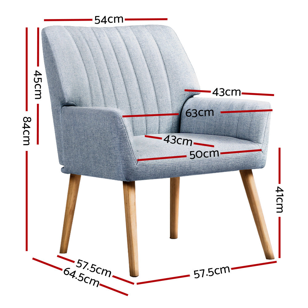 Modern Faux Fabric Accent Lounge Armchair - Blue-Grey - Homecoze