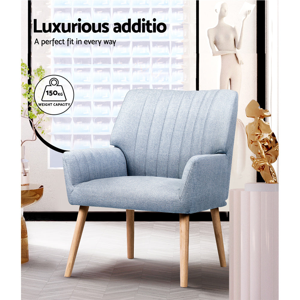 Modern Faux Fabric Accent Lounge Armchair - Blue-Grey - Homecoze