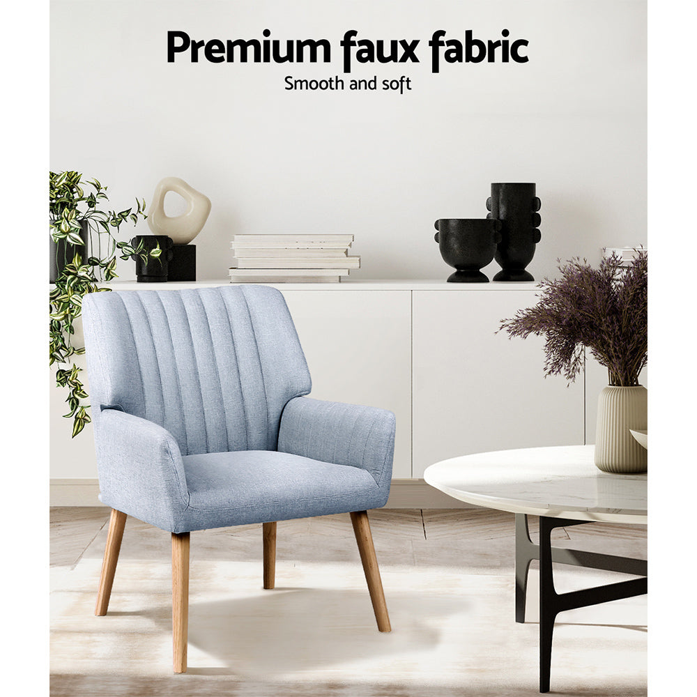 Modern Faux Fabric Accent Lounge Armchair - Blue-Grey - Homecoze