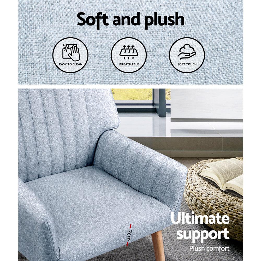 Modern Faux Fabric Accent Lounge Armchair - Blue-Grey - Homecoze