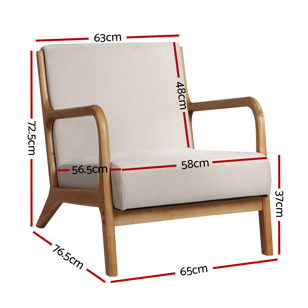 Coastal Inspired Low-Set Accent Armchair - Beige - Homecoze