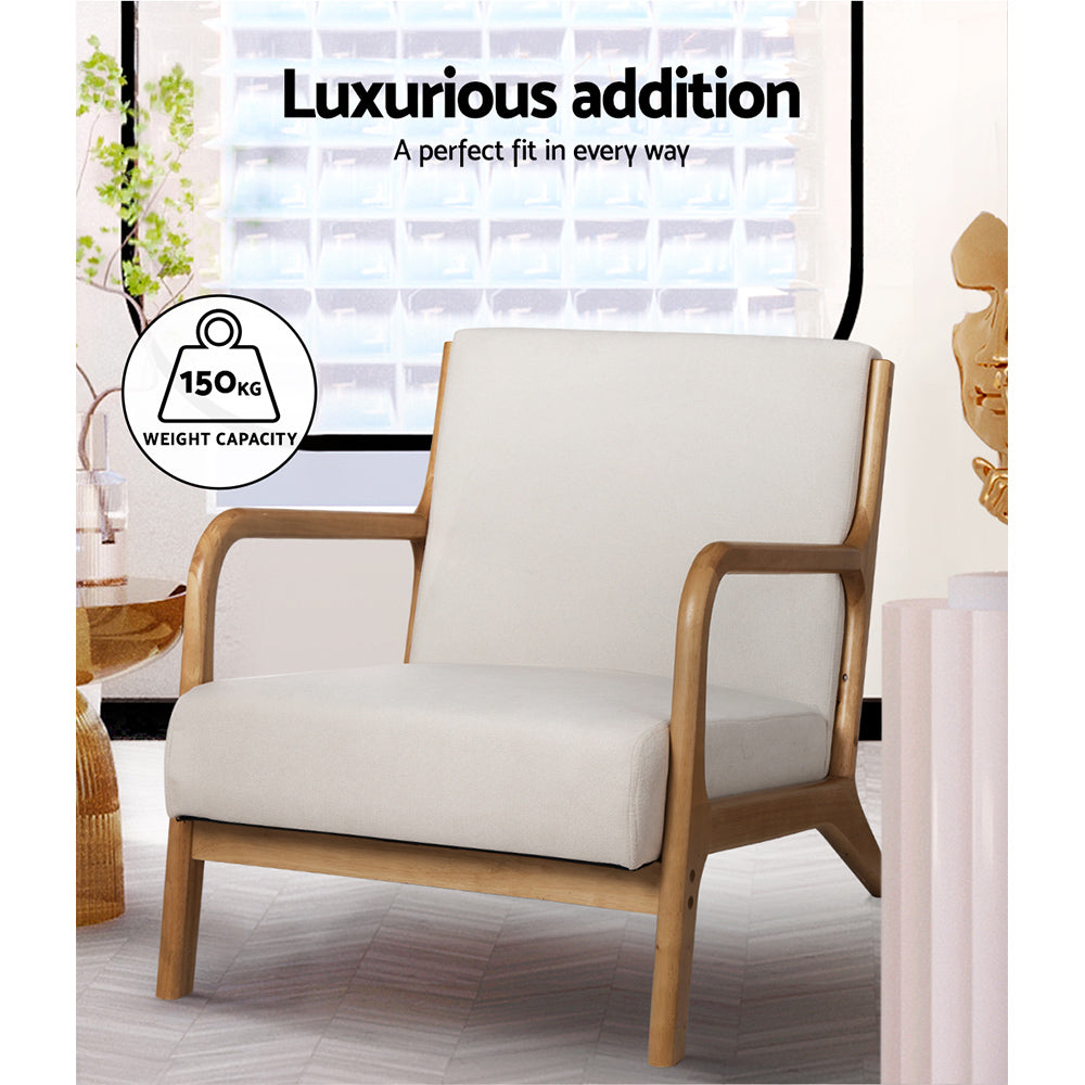 Coastal Inspired Low-Set Accent Armchair - Beige - Homecoze