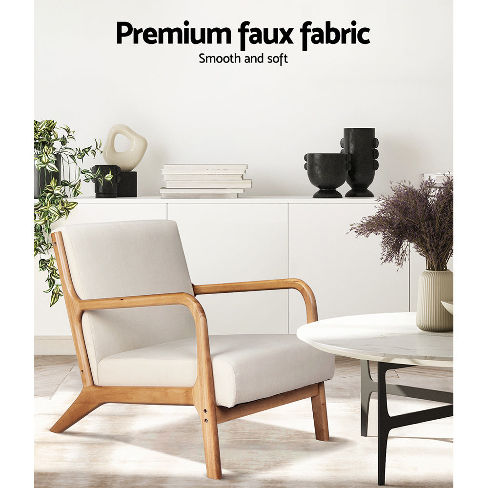 Coastal Inspired Low-Set Accent Armchair - Beige - Homecoze