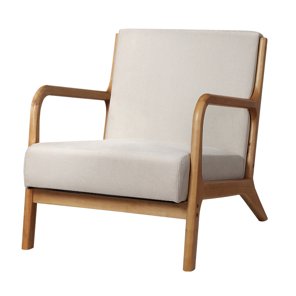 Coastal Inspired Low-Set Accent Armchair - Beige - Homecoze