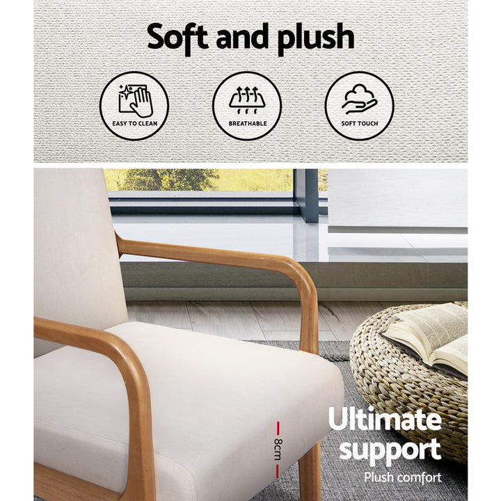 Set of 2 Coastal Low-Set Accent Chairs - Beige - Homecoze