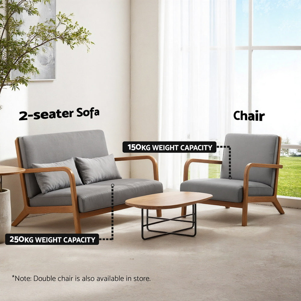 Artiss Armchair Fabric Light Grey - Homecoze