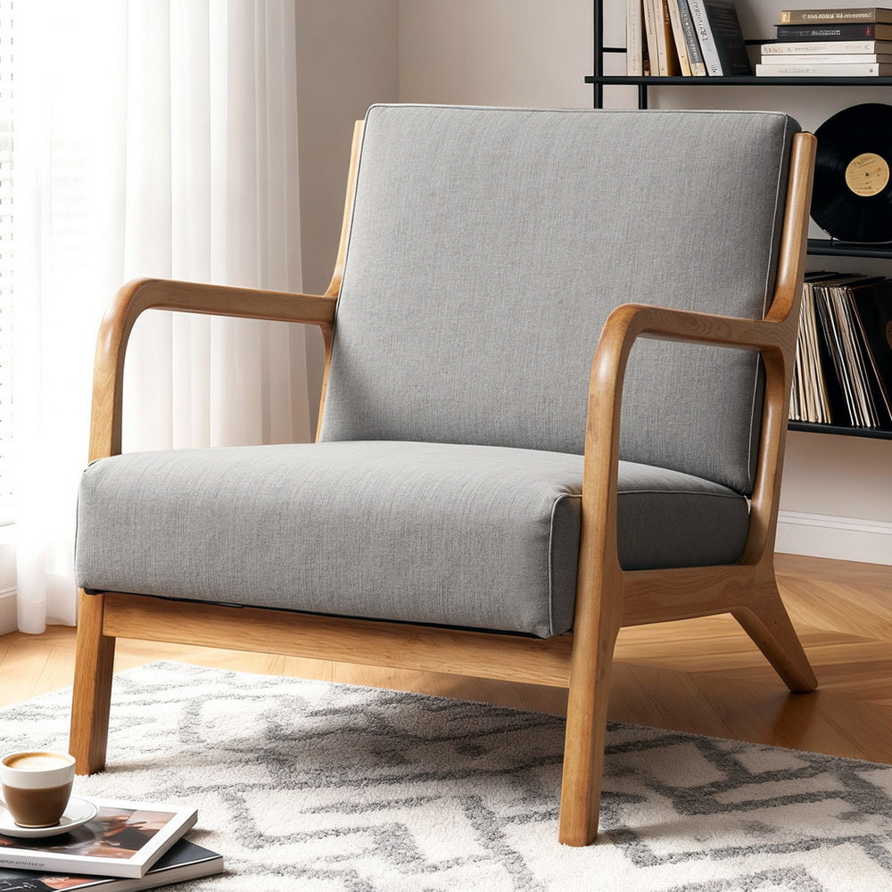 Artiss Armchair Fabric Light Grey - Homecoze