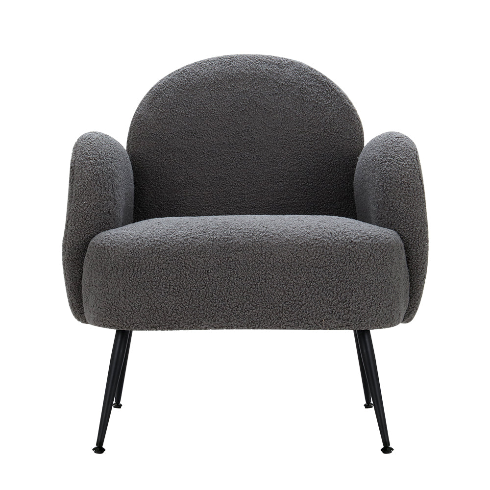 Ultra-Modern Sherpa Boucle Fabric Accent Tub Armchair - Charcoal - Homecoze