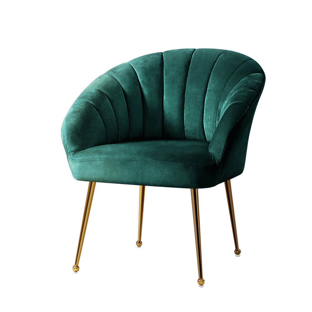 Classic Shell Velvet Accent Armchair - Green - Homecoze