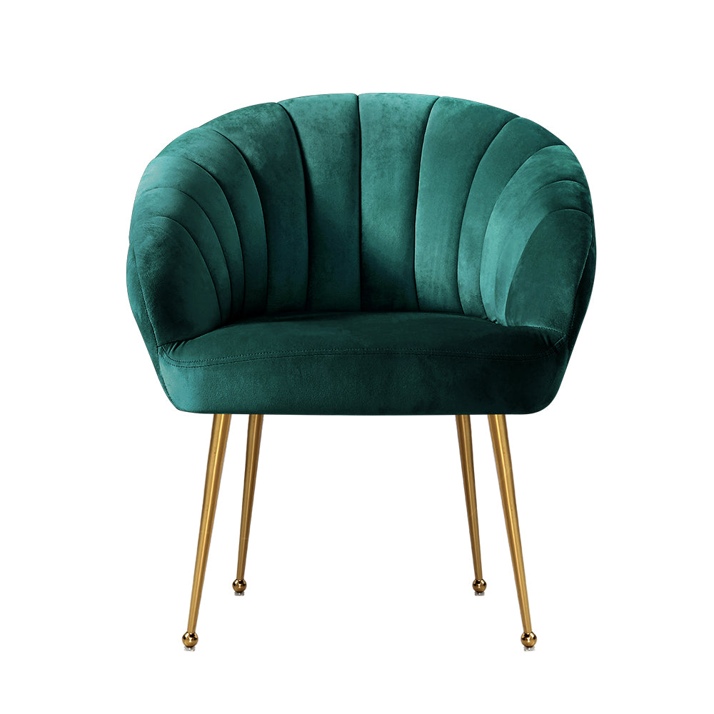 Classic Shell Velvet Accent Armchair - Green - Homecoze