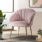 Classic Shell Velvet Accent Armchair - Pink - Homecoze