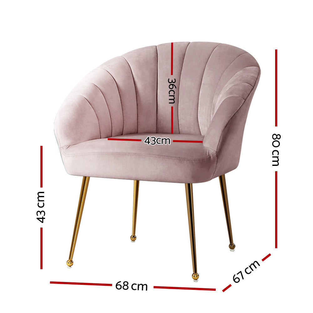 Classic Shell Velvet Accent Armchair - Pink - Homecoze