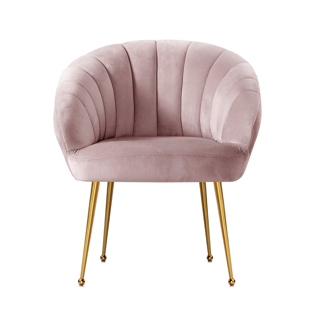 Classic Shell Velvet Accent Armchair - Pink - Homecoze