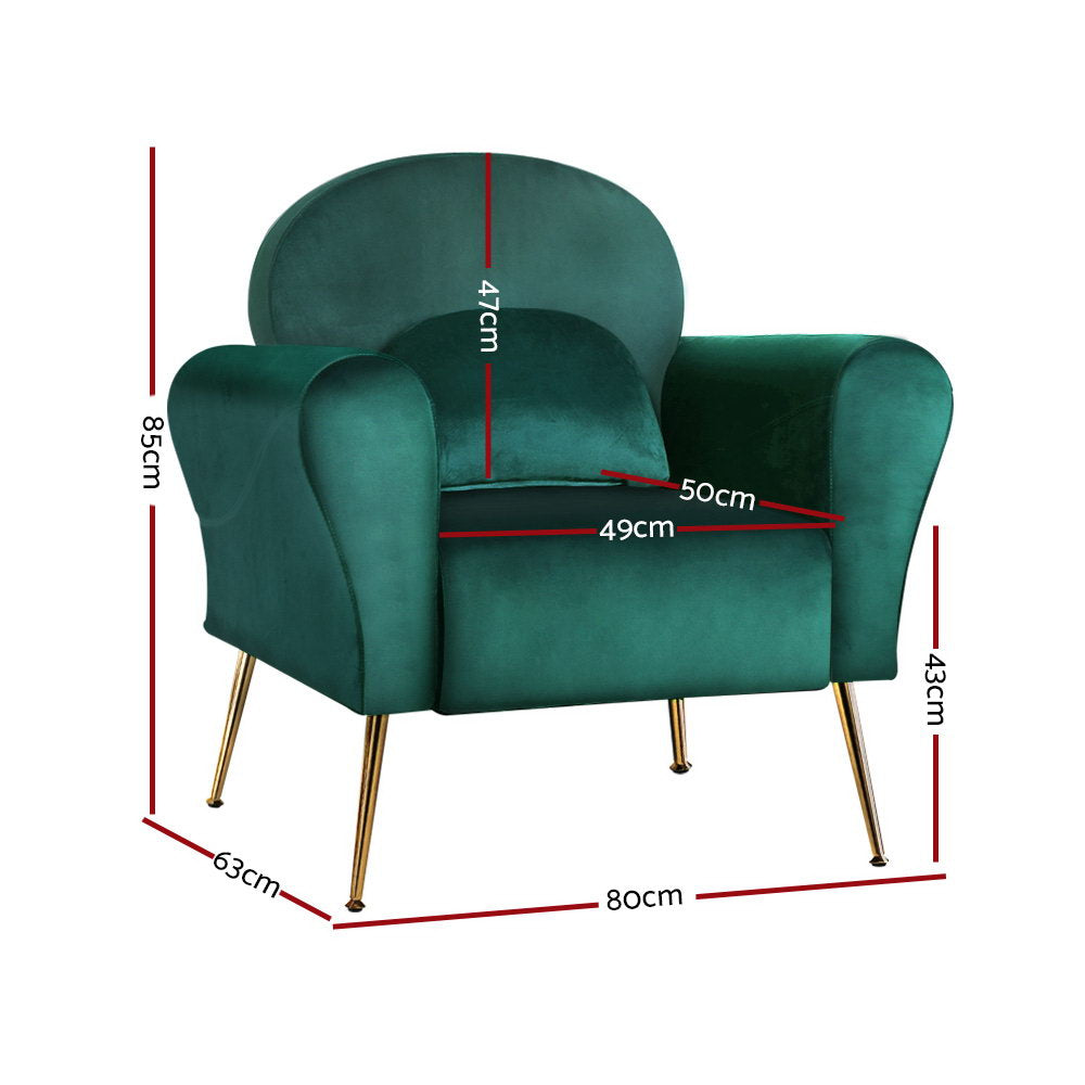 Classic Retro Velvet Accent Armchair - Green - Homecoze