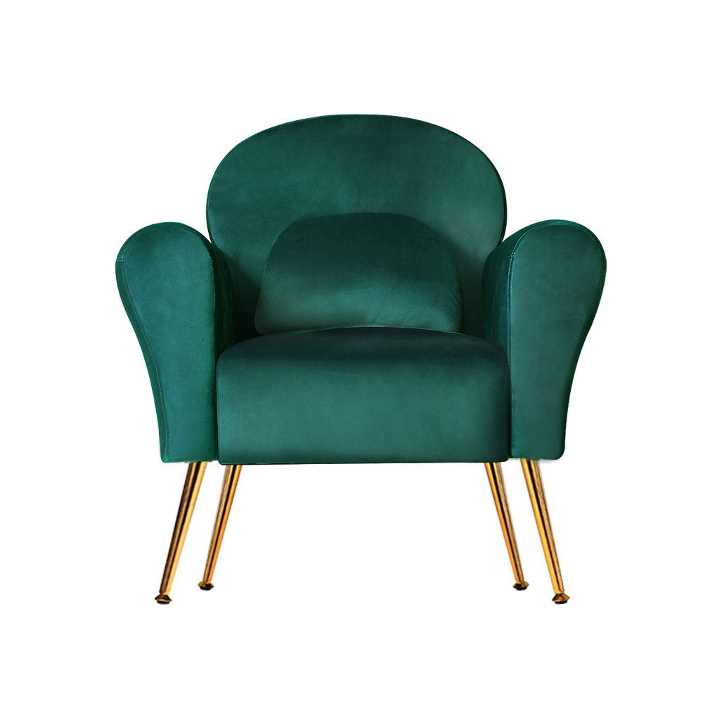 Classic Retro Velvet Accent Armchair - Green - Homecoze