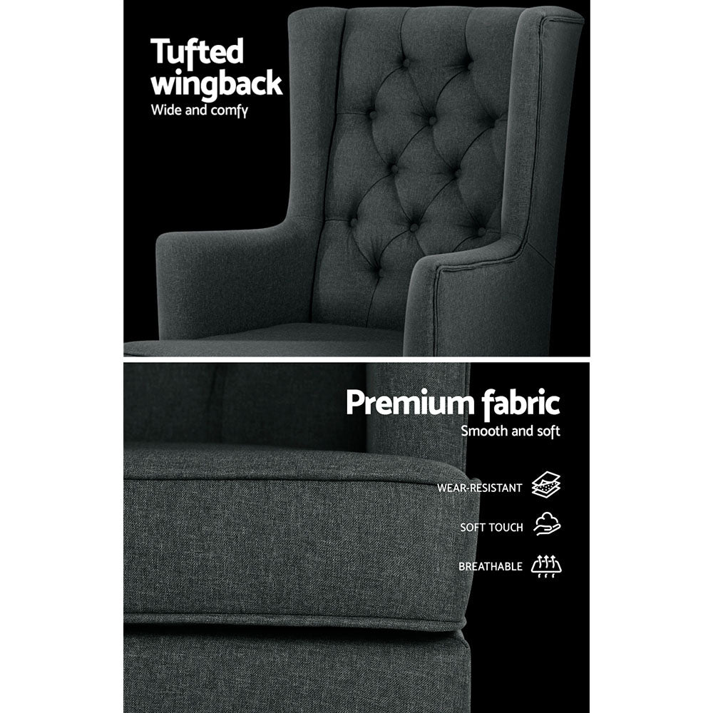 Charcoal Rocking Chair - Fabric Armchair - Homecoze