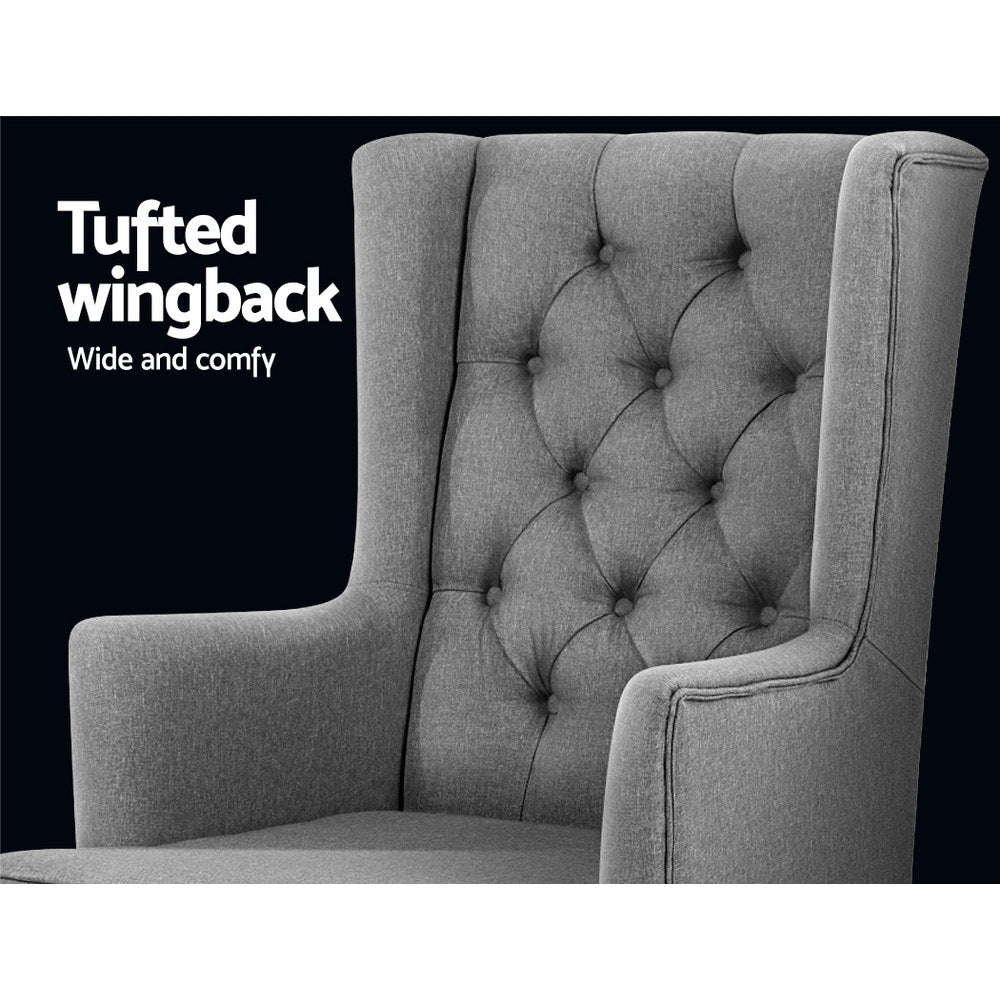 Retro Grey Rocking Chair - Fabric Armchair - Homecoze