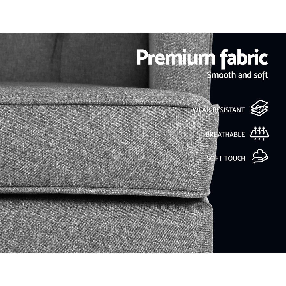 Retro Grey Rocking Chair - Fabric Armchair - Homecoze
