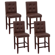 Julian (Set of 4) PU Leather Bar Stools - Brown - Homecoze