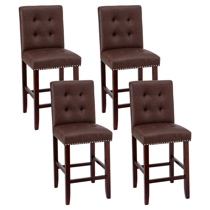 Julian (Set of 4) PU Leather Bar Stools - Brown - Homecoze