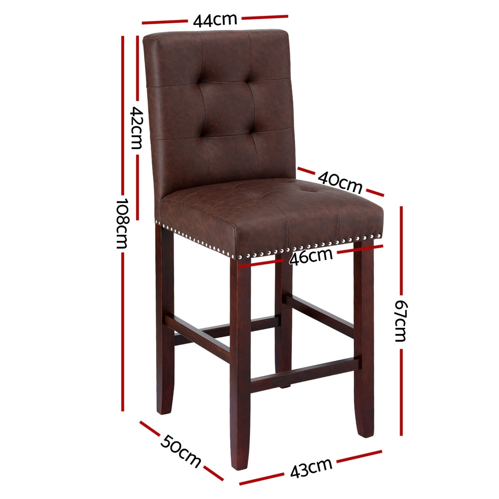 Julian (Set of 4) PU Leather Bar Stools - Brown - Homecoze