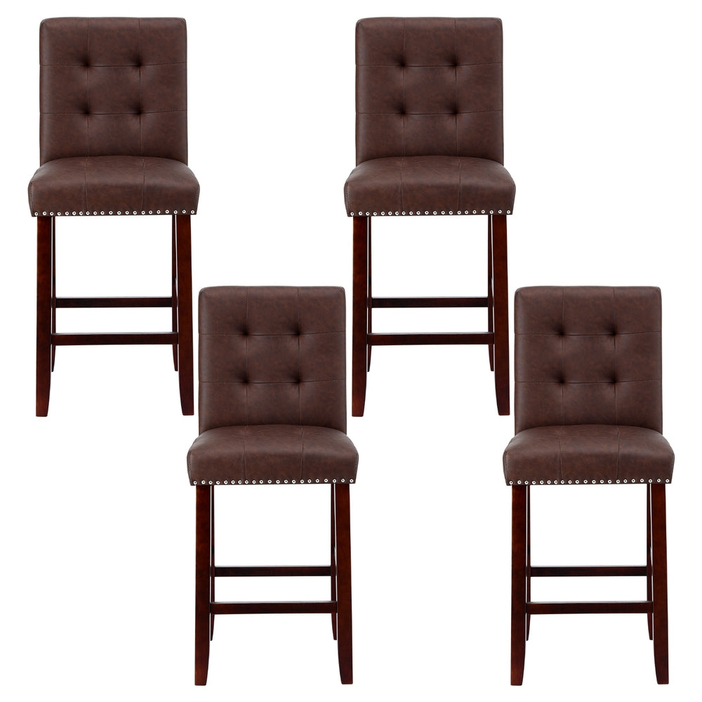 Julian (Set of 4) PU Leather Bar Stools - Brown - Homecoze