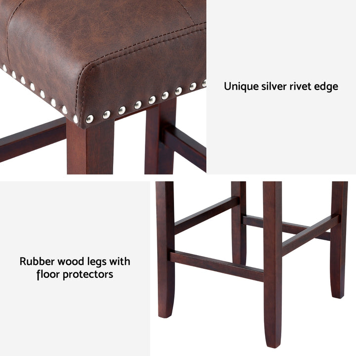 Julian (Set of 4) PU Leather Bar Stools - Brown - Homecoze