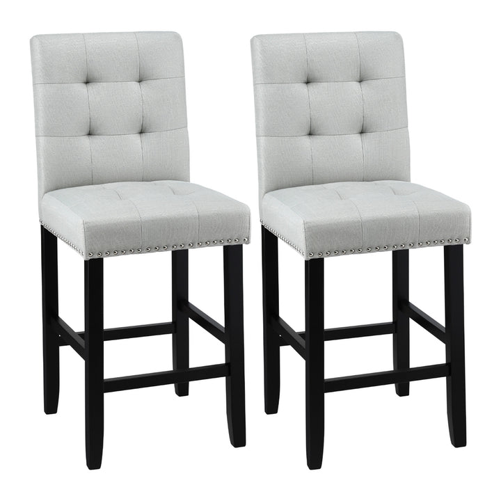 Julian (Set of 2) PU Leather Bar Stools - Grey - Homecoze
