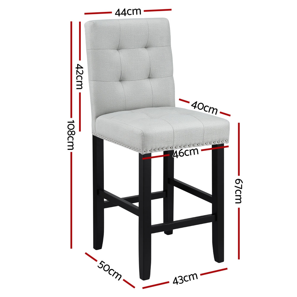 Julian (Set of 2) PU Leather Bar Stools - Grey - Homecoze