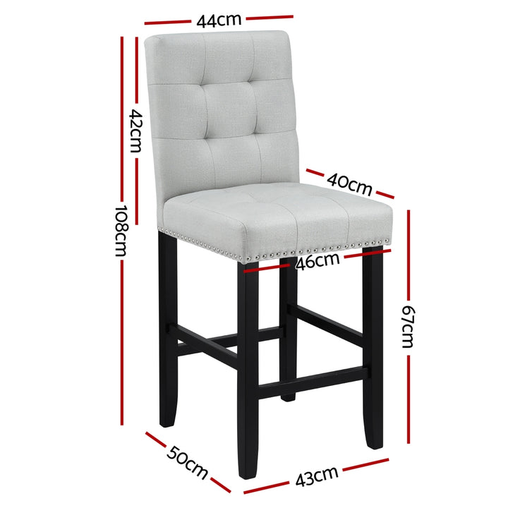 Julian (Set of 2) PU Leather Bar Stools - Grey - Homecoze