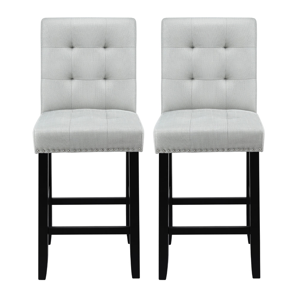 Julian (Set of 2) PU Leather Bar Stools - Grey - Homecoze