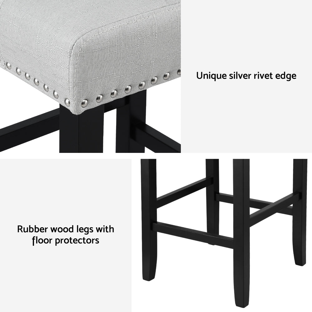 Julian (Set of 2) PU Leather Bar Stools - Grey - Homecoze