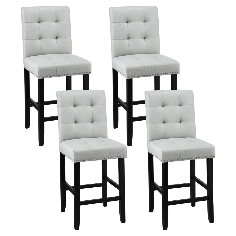 Julian (Set of 4) PU Leather Bar Stools - Grey - Homecoze