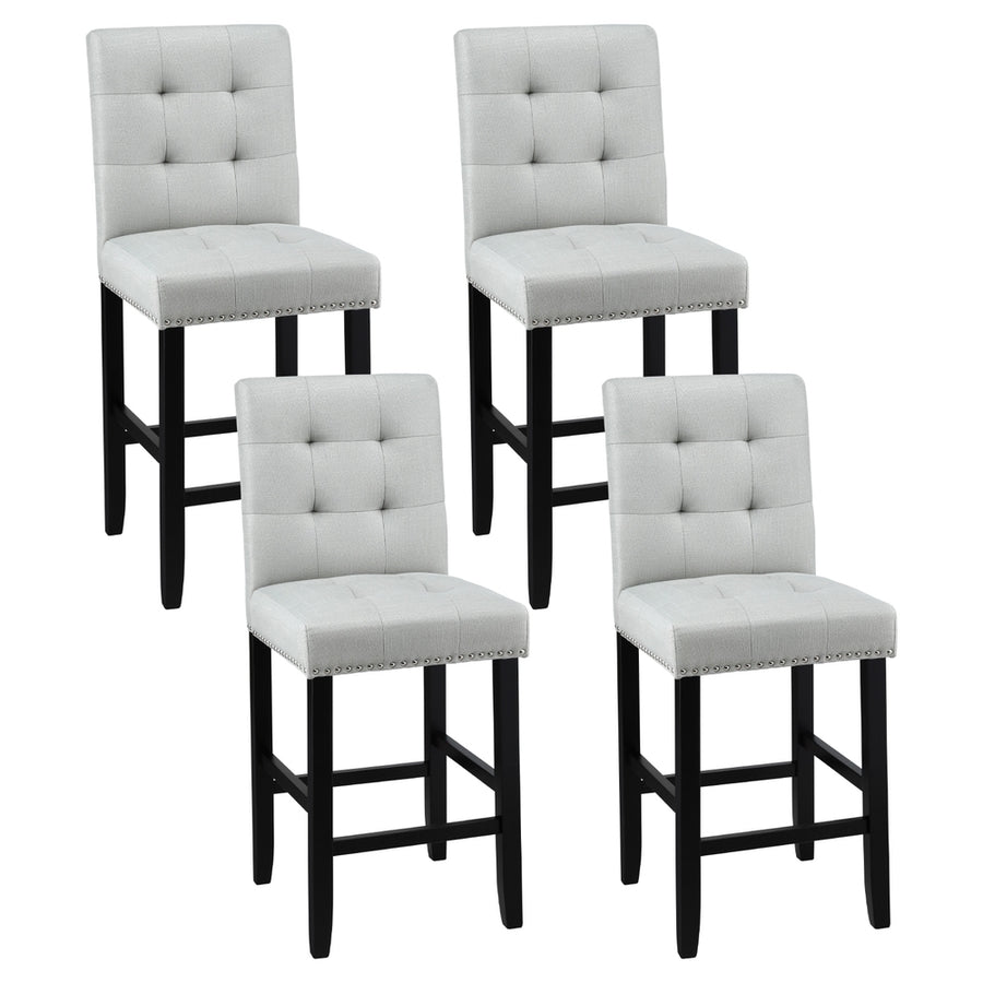 Julian (Set of 4) PU Leather Bar Stools - Grey - Homecoze
