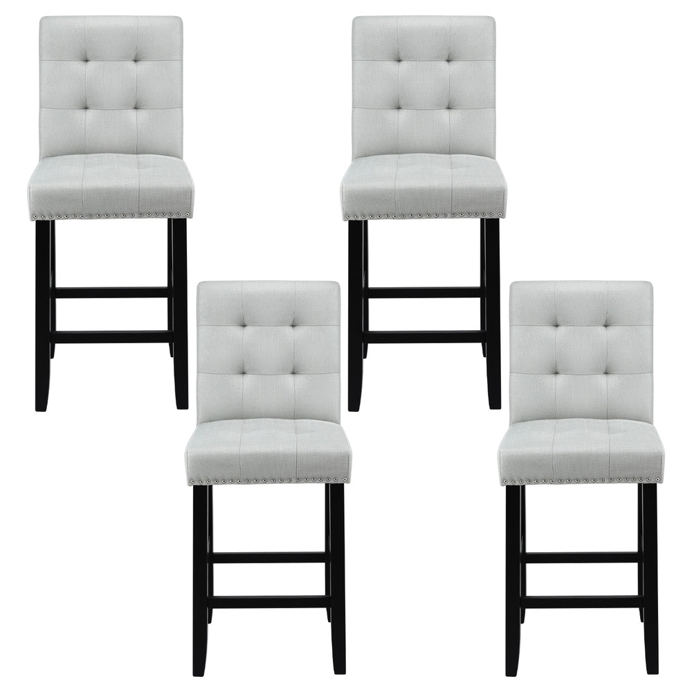 Julian (Set of 4) PU Leather Bar Stools - Grey - Homecoze