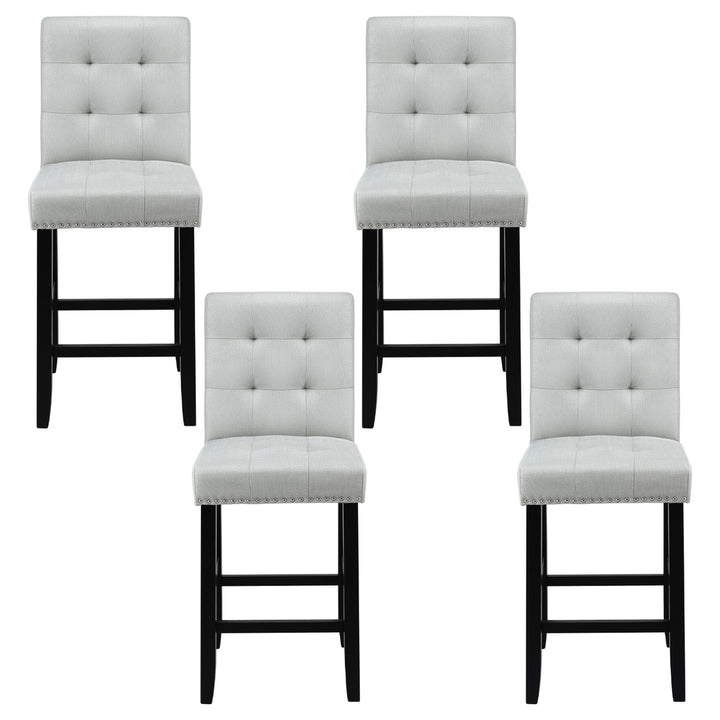 Julian (Set of 4) PU Leather Bar Stools - Grey - Homecoze