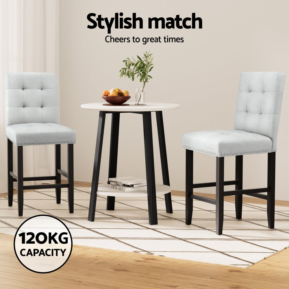 Julian (Set of 4) PU Leather Bar Stools - Grey - Homecoze
