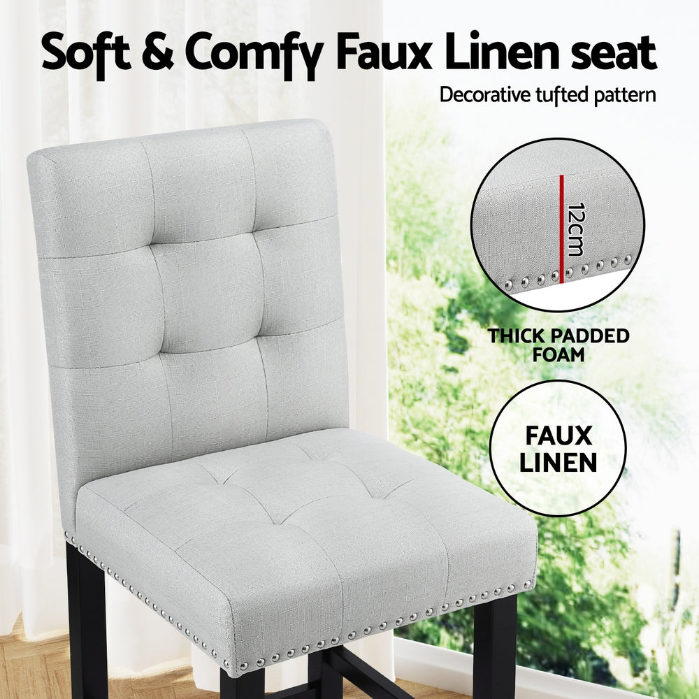 Julian (Set of 4) PU Leather Bar Stools - Grey - Homecoze