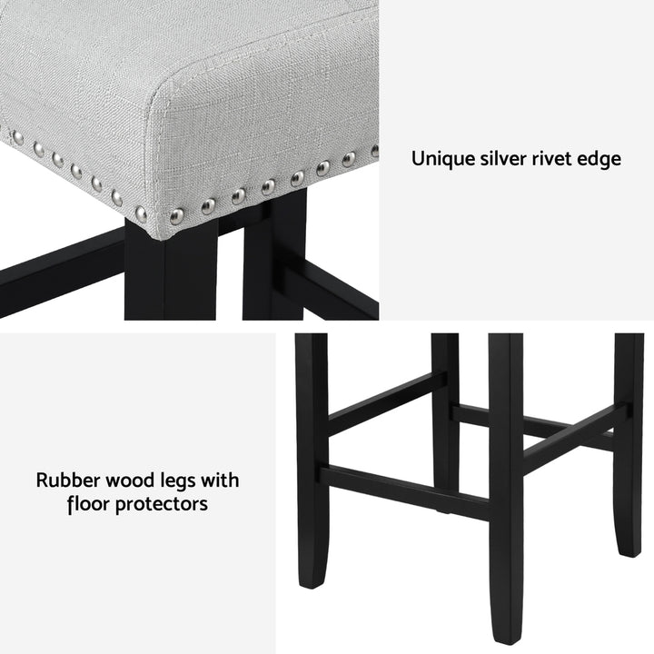 Julian (Set of 4) PU Leather Bar Stools - Grey - Homecoze