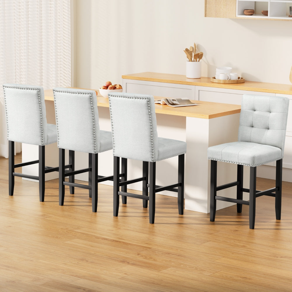 Julian (Set of 4) PU Leather Bar Stools - Grey - Homecoze