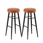 Artiss 2x Bar Stools Kitchen Dining Chairs Counter Round PU Leather Lane Brown - Homecoze